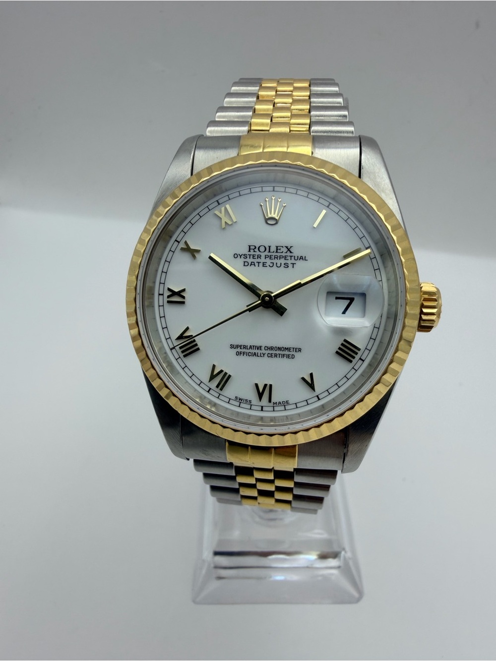 Rolex Two-Tone Gold and Silver Datejust with White Dial